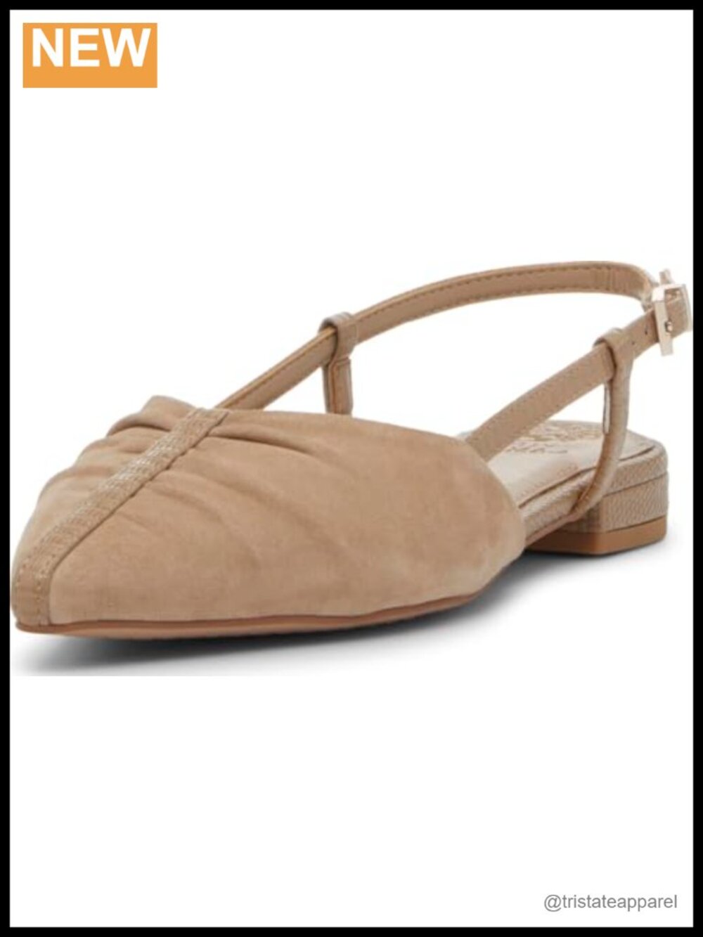 Agnes Bunched Toe Slingback Flat Mule Pointed Toe Faux Leather Lined